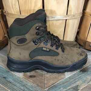 Vasque Brown Leather Green Goretex Waterproof Vintage Hiking Boot Women Size 8.5